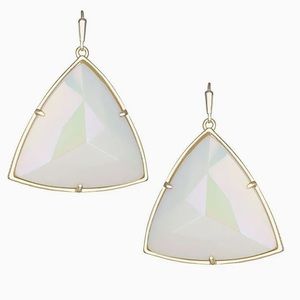 Kendra Scott, Nikki Drop Earrings, Iridescent White w Gold Filigree Detail